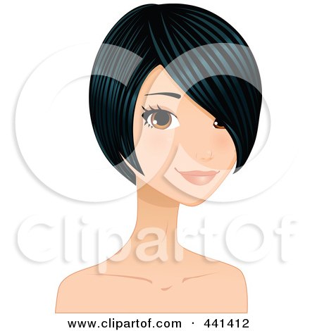 Royalty-Free (RF) Clip Art Illustration of a Pretty Young Woman With Short Black Hair - 3 by Melisende Vector