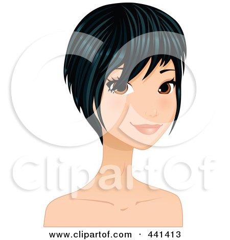 Royalty-Free (RF) Clip Art Illustration of a Pretty Young Woman With Short Black Hair - 2 by Melisende Vector