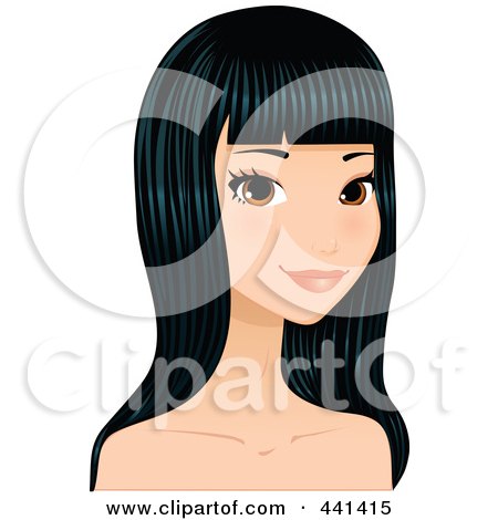Royalty-Free (RF) Clip Art Illustration of a Pretty Young Woman With Long Black Hair - 3 by Melisende Vector