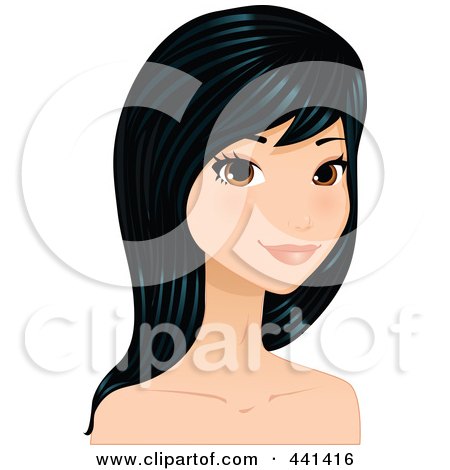 Royalty-Free (RF) Clip Art Illustration of a Pretty Young Woman With Long Black Hair - 2 by Melisende Vector