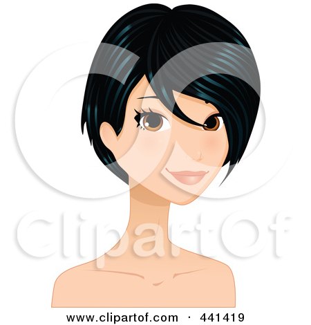 Royalty-Free (RF) Clip Art Illustration of a Pretty Young Woman With Short Black Hair - 1 by Melisende Vector