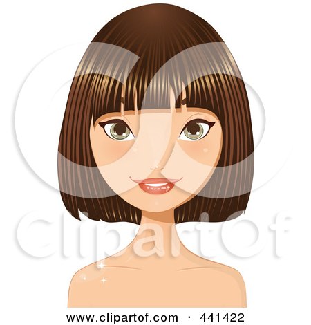 Royalty-Free (RF) Clip Art Illustration of a Brunette Woman Smiling With A Short Hair Cut - 5 by Melisende Vector