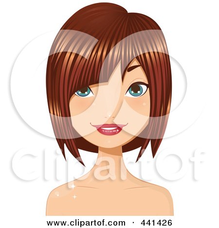 Royalty-Free (RF) Clip Art Illustration of a Pretty Young Woman With Short Highlighted Red Hair - 3 by Melisende Vector