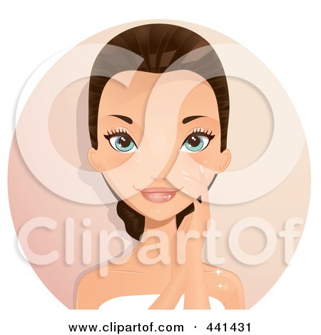 Royalty-Free (RF) Clip Art Illustration of a Woman Touching Her Face After A Spa Facial by Melisende Vector