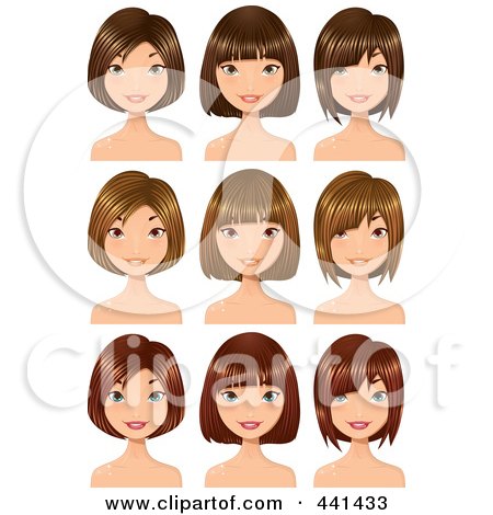 Royalty-Free (RF) Clip Art Illustration of a Digital Collage Of Brunette And Red Haired Women With Highlights by Melisende Vector