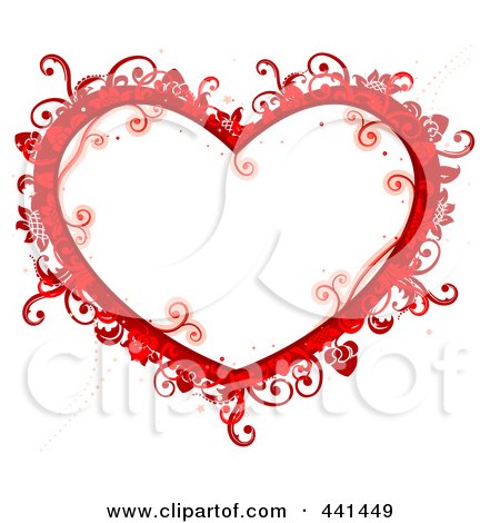 Royalty-Free (RF) Clip Art Illustration of a Red Floral Heart Frame by BNP Design Studio
