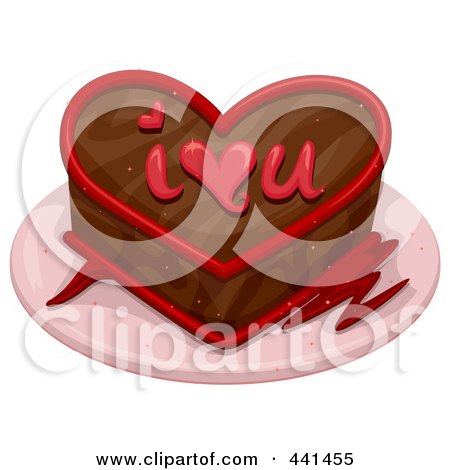 Royalty-Free (RF) Clip Art Illustration of a Chocolate I Love You Cake by BNP Design Studio