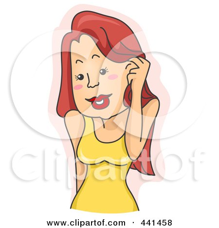 Royalty-Free (RF) Clip Art Illustration of a Woman Blushing Over Beige by BNP Design Studio