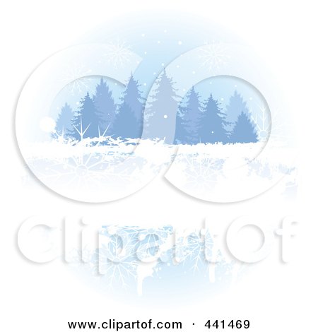 Royalty-Free (RF) Clip Art Illustration of a Grungy Winter Evergreen Background by Pushkin