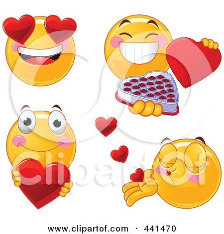 Royalty-Free (RF) Clip Art Illustration of a Valentine Smiley Emoticon With Heart Eyes by Pushkin