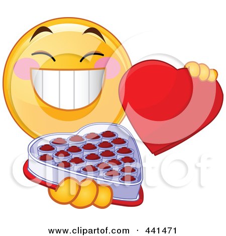 Royalty-Free (RF) Clip Art Illustration of a Valentine Smiley Emoticon With Chocolates by Pushkin
