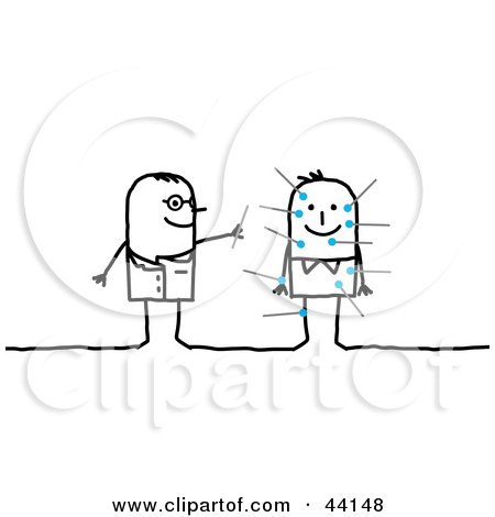 Clipart Illustration of a Stick Acupuncture Doctor Sticking Needles In A Patient by NL shop