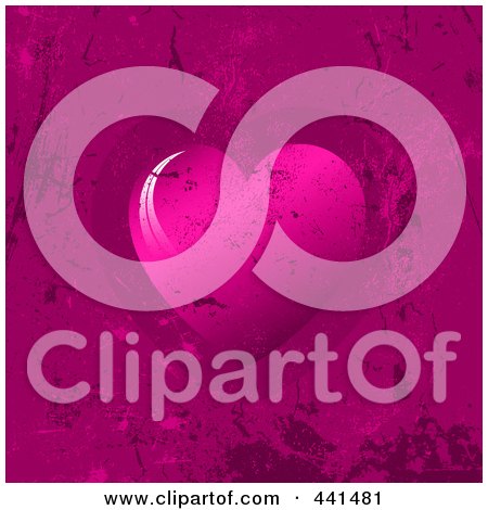 Royalty-Free (RF) Clip Art Illustration of a Pink Grunge Textured Heart On Pink by KJ Pargeter