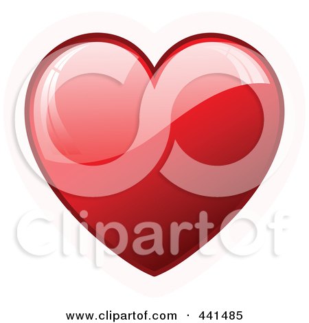 Royalty-Free (RF) Clip Art Illustration of a Shiny Red Heart With A Faint Pink Outline On White by KJ Pargeter