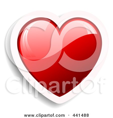 Royalty-Free (RF) Clip Art Illustration of a Shiny Red Heart With A White Border And Shading by KJ Pargeter