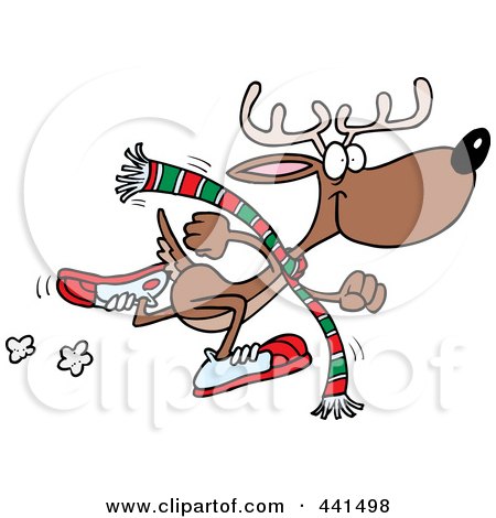 Royalty-Free (RF) Clip Art Illustration of a Cartoon Running Reindeer by toonaday