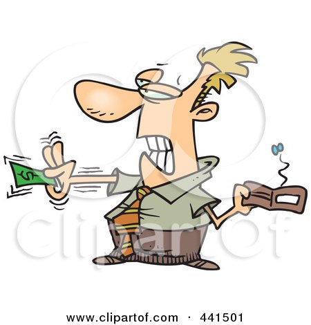 Royalty-Free (RF) Clip Art Illustration of a Cartoon Businessman Reluctantly Paying by toonaday