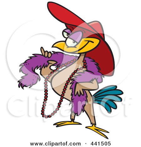 Royalty-Free (RF) Clip Art Illustration of a Cartoon Stylish Bird Wearing A Hat by toonaday