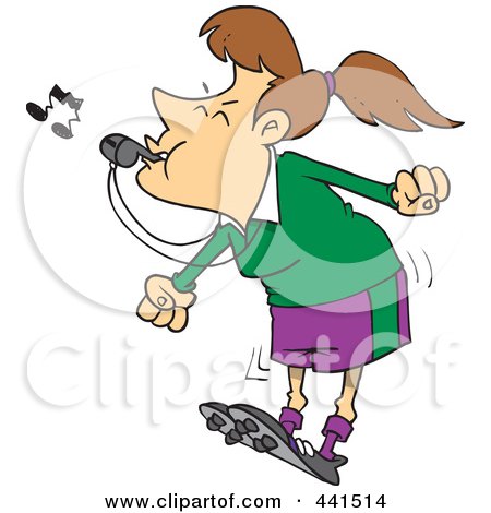 Royalty-Free (RF) Clip Art Illustration of a Cartoon Female Referee Blowing A Whistle by toonaday