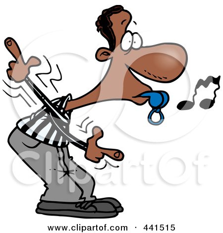 Royalty-Free (RF) Clip Art Illustration of a Cartoon Whistling Referee by toonaday