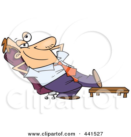 Royalty-Free (RF) Clip Art Illustration of a Cartoon Businessman Relaxing With His Feet Up by toonaday