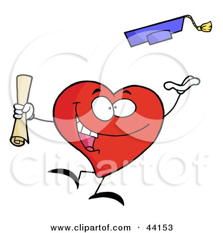 Clipart Illustration of a Successful Graduate Character Holding A Diploma And Tossing His Cap by Hit Toon
