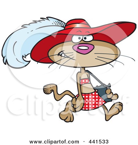 Royalty-Free (RF) Clip Art Illustration of a Cartoon Stylish Cat Wearing A Hat by toonaday