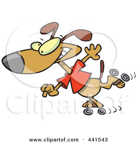 Royalty-Free (RF) Clip Art Illustration of a Cartoon Roller Blading Dog by toonaday