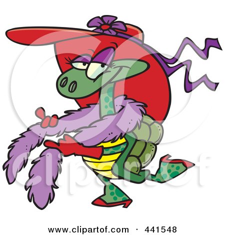 Royalty-Free (RF) Clip Art Illustration of a Cartoon Stylish Turtle Wearing A Hat by toonaday