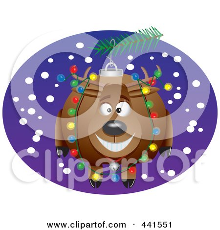 Royalty-Free (RF) Clip Art Illustration of a Cartoon Reindeer Christmas Ornament by toonaday