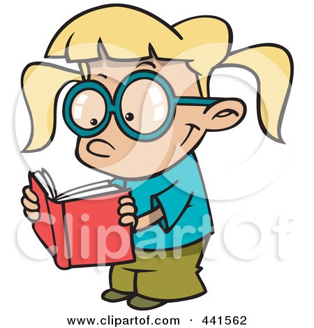 Royalty-Free (RF) Clip Art Illustration of a Cartoon Happy Girl Reading by toonaday