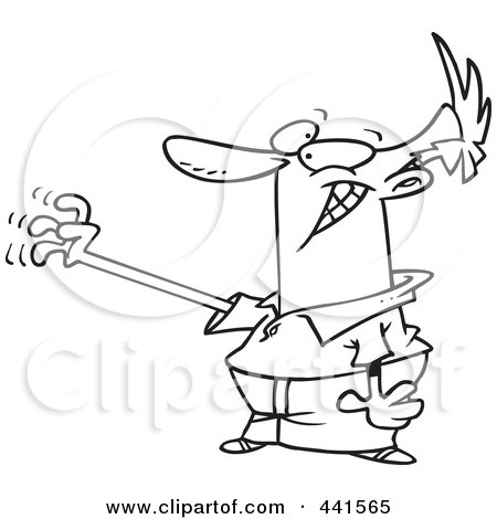 Royalty-Free (RF) Clip Art Illustration of a Cartoon Black And White Outline Design Of A Man Reaching by toonaday