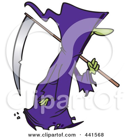 Royalty-Free (RF) Clip Art Illustration of a Cartoon Walking Grim Reaper by toonaday