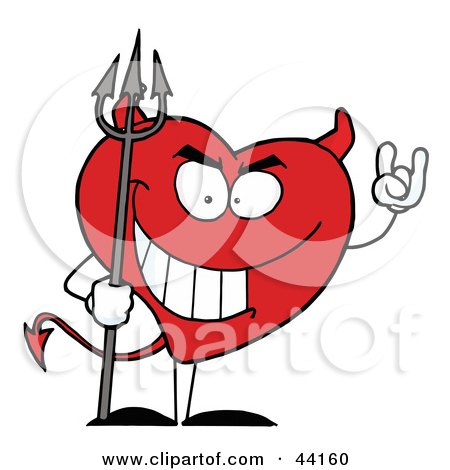 Clipart Illustration of a Naughty Red Heart Character Devil by Hit Toon