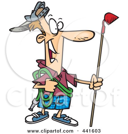 Royalty-Free (RF) Clip Art Illustration of a Cartoon Man Ready To Do His Gardening by toonaday