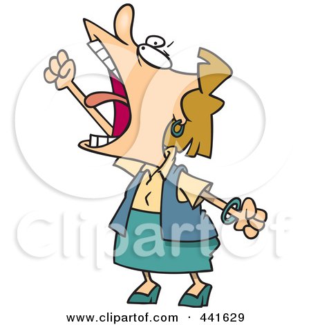 Royalty-Free (RF) Clip Art Illustration of a Cartoon Mad Woman Ranting by toonaday