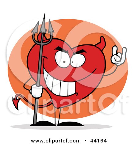 Clipart Illustration of a Sinful And Naughty Red Heart Character Devil by Hit Toon