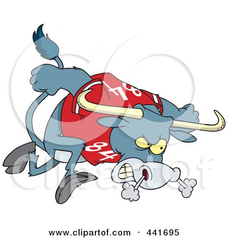 Royalty-Free (RF) Clip Art Illustration of a Cartoon Longhorn Bull by toonaday