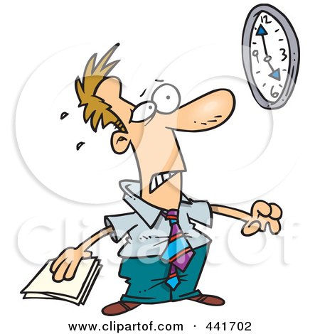 Royalty-Free (RF) Clip Art Illustration of a Cartoon Businessman With A Looming Deadline by toonaday