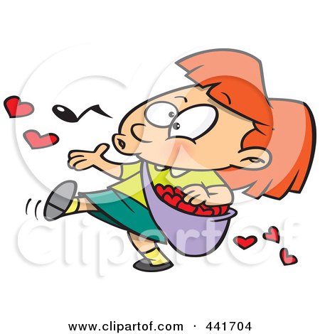 Royalty-Free (RF) Clip Art Illustration of a Cartoon Girl Spreading Love by toonaday