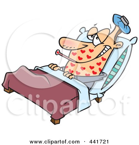 Royalty-Free (RF) Clip Art Illustration of a Cartoon Man Sick With Love by toonaday