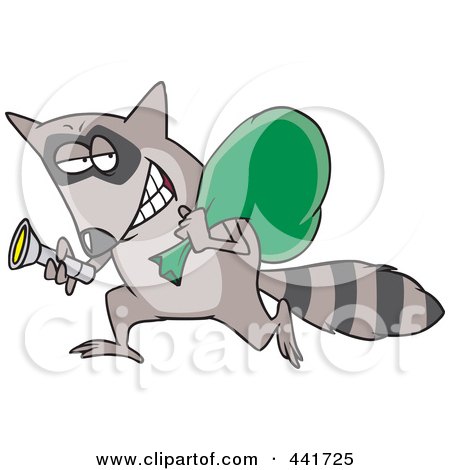 Royalty-Free (RF) Clip Art Illustration of a Cartoon Raccoon Thief by toonaday