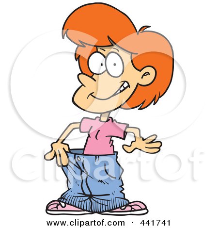 Royalty-Free (RF) Clip Art Illustration of a Cartoon Woman Displaying Her Loose Pants by toonaday