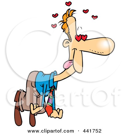 Royalty-Free (RF) Clip Art Illustration of a Cartoon Love Sick Businessman Floating by toonaday