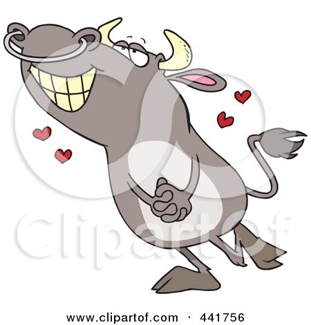Royalty-Free (RF) Clip Art Illustration of a Cartoon Infatuated Bull by toonaday