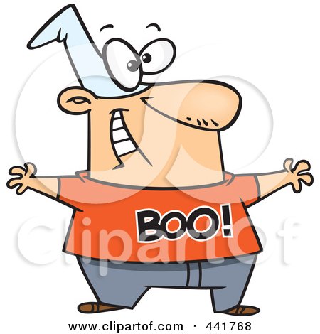 Royalty-Free (RF) Clip Art Illustration of a Cartoon Lame Man Wearing A Boo Shirt by toonaday