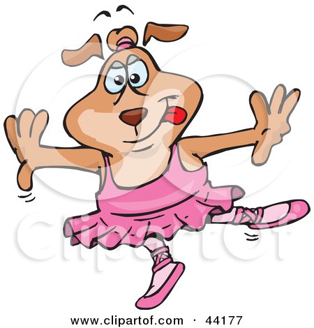 Clipart Illustration of a Sparkette Dog Character Dancing Ballet by Dennis Holmes Designs
