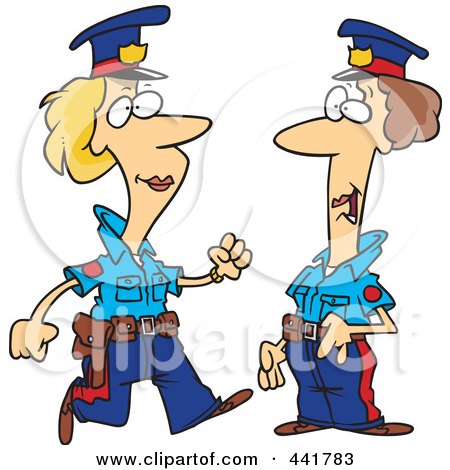 Royalty-Free (RF) Clip Art Illustration of Cartoon Two Female Cops by toonaday