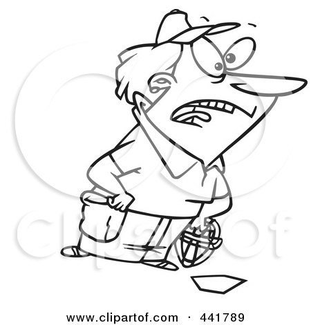 Royalty-Free (RF) Clip Art Illustration of a Cartoon Black And White Outline Design Of A Female Umpire by toonaday