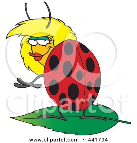 Royalty-Free (RF) Clip Art Illustration of a Cartoon Flirty Ladybug by toonaday